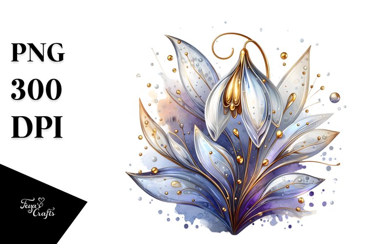 Abstract Shiny Snowdrop White Background Clipart