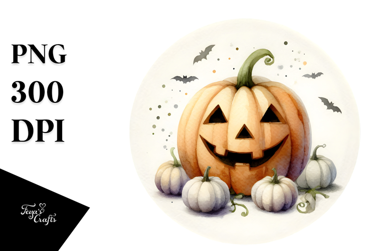 Washed Watercolor Jack-O-Lantern PNG