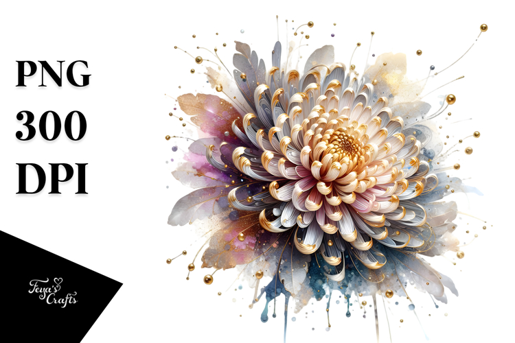 Shiny Chrysanthemum Watercolor Splash PNG