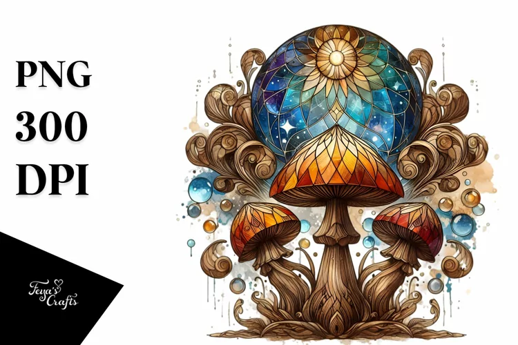 Wooden Mushroom Watercolor Splash