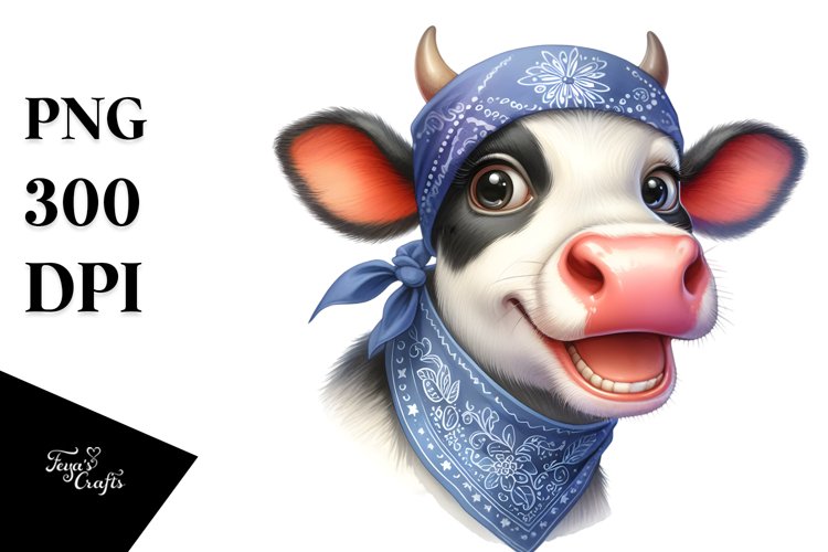 Cow Enthusiastic Large Goofy Smile Caricature