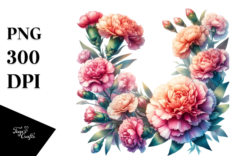 Watercolor Abstract with Vibrant Carnation Petals