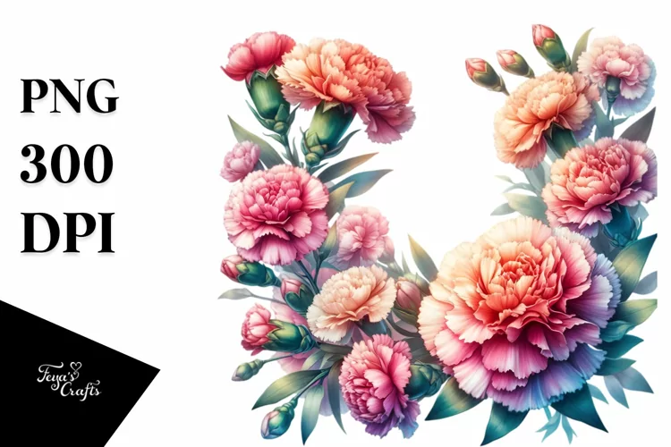 Watercolor Abstract with Vibrant Carnation Petals