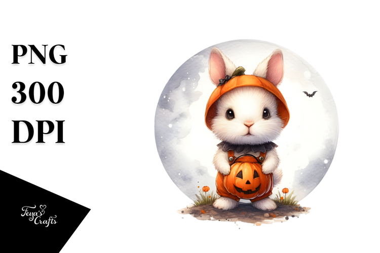 Digital Painting of Rabbit for Halloween, High-Res PNG