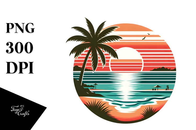 Retro Tropical Beach Sunset, 20 oz Tumbler