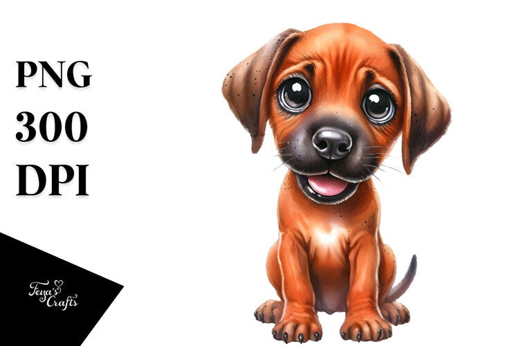 Watercolor Baby Rhodesian Ridgeback, Bright PNG example image 1