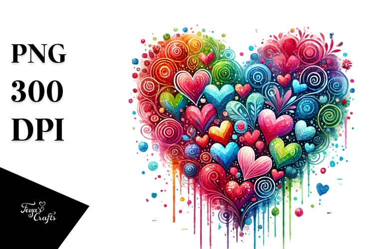 Colorful Paintbrush Style Heart PNG