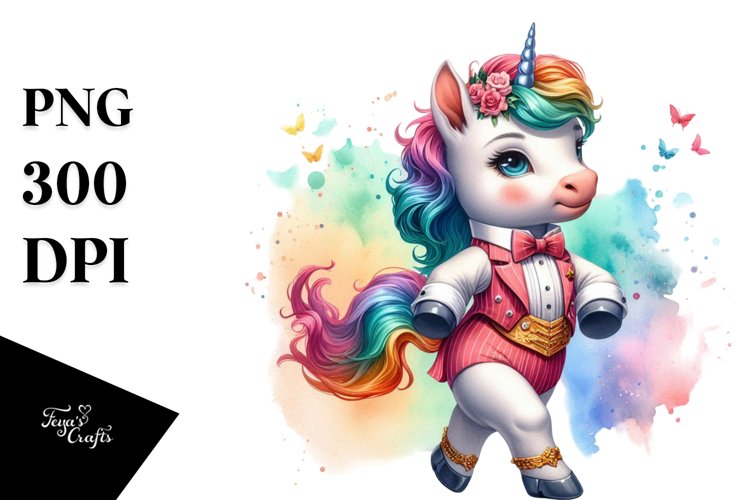 Colorful Baby Unicorn Foxtrot Dancers Attire PNG