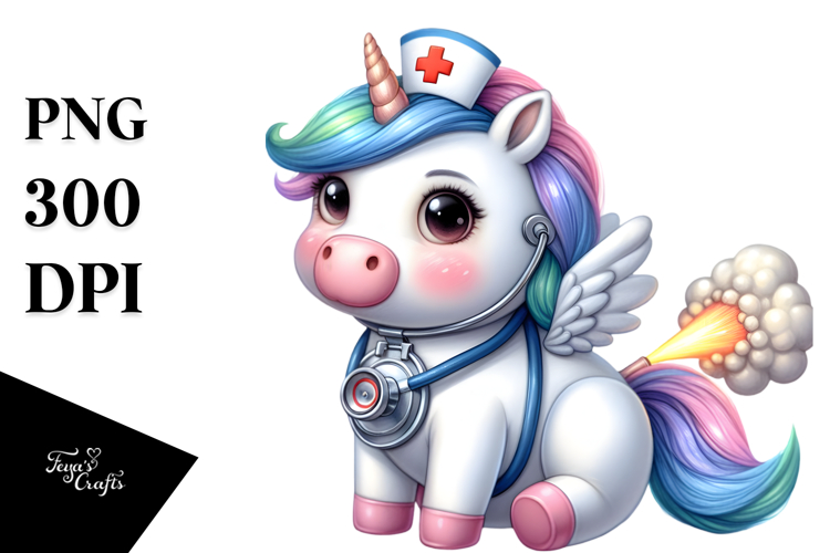 Cute Baby Unicorn Nurse Farting | Clipart