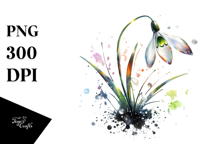 Snowdrop with Watercolor Splash