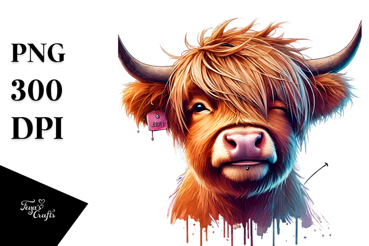 Colorful Highland Calf PNG
