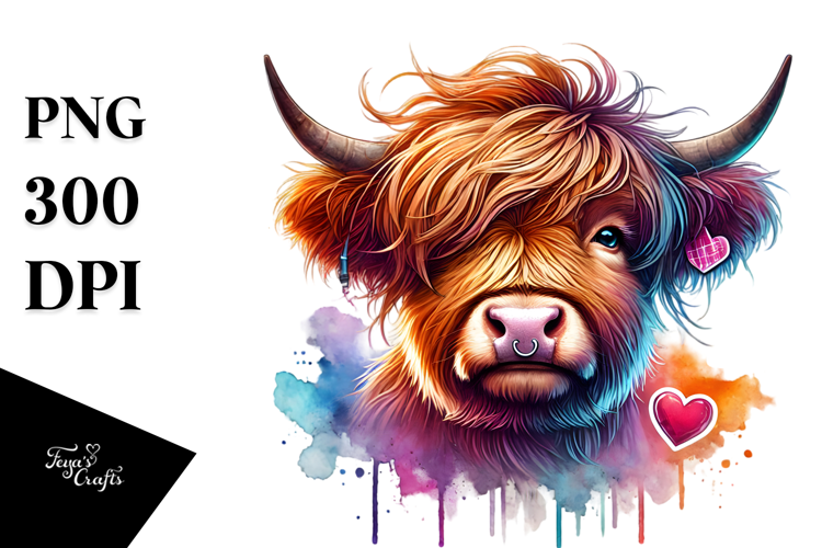 Highland Calf with Cool Haircut PNG