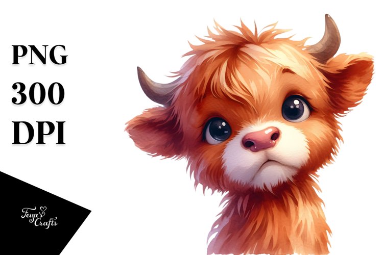 Highland Cow Baby Face PNG