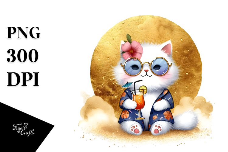 Hipster Cat in Beachwear PNG