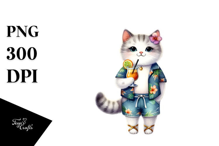 Hipster Cat in Beachwear PNG