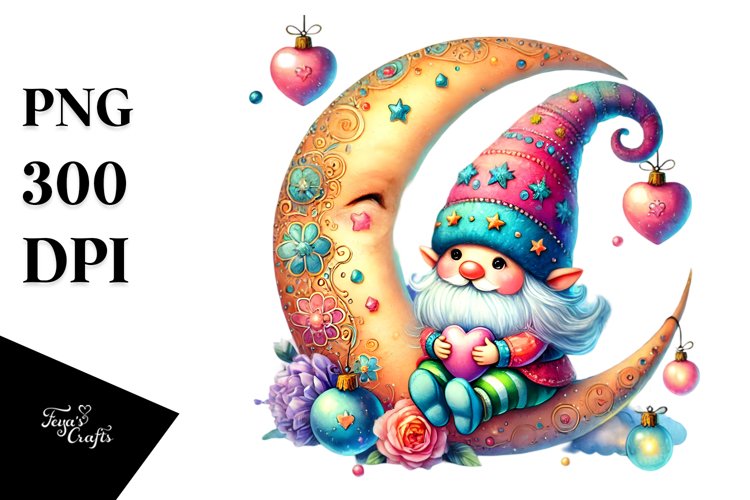 Adorned Gnome on Moon, Transparent PNG
