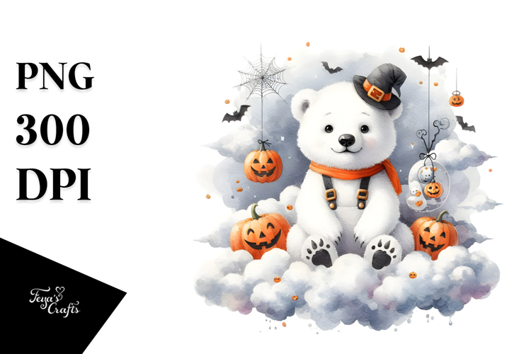 Polar Bear Dressed for Halloween, PNG