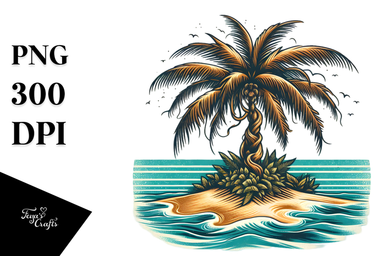 Vintage Tree Island Clipart