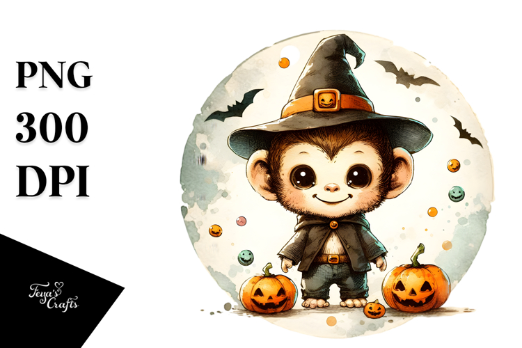 Retro Monkey for Halloween, High-Quality PNG