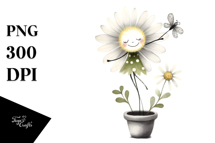 Retro Quirky Fairy Watercolor PNG