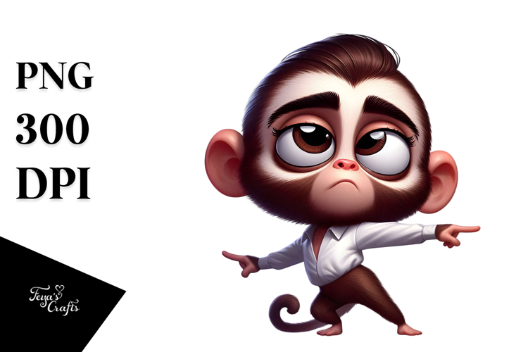 Ridiculously Cute Cartoon Monkey Dancing, High-Resolution