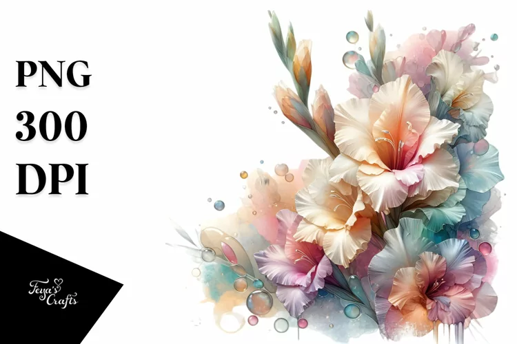 Shiny Gladiolus with Watercolor