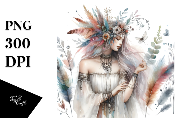 Watercolor Boho Fairy, Transparent PNG
