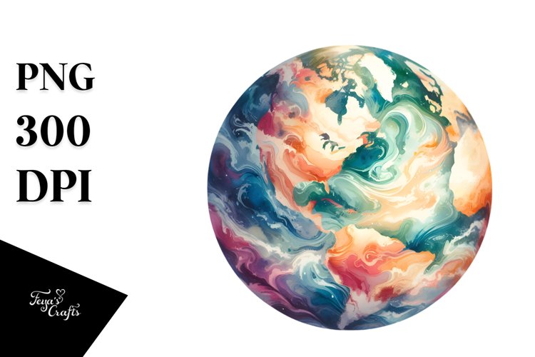 Vintage Planet Washed Watercolor Simple