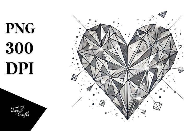 Simple Lineart Broken Diamond Heart PNG
