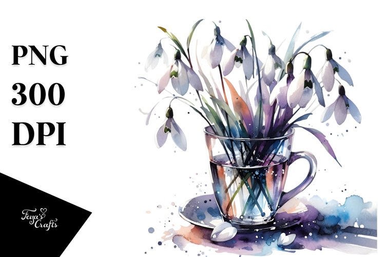 Abstract with Large Snowdrop | Clipart example image 1