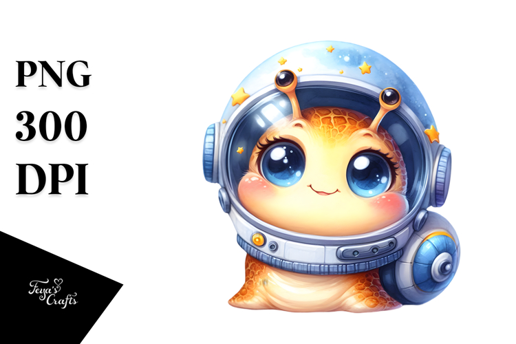 Cute Baby Snail with Astronaut Helmet PNG