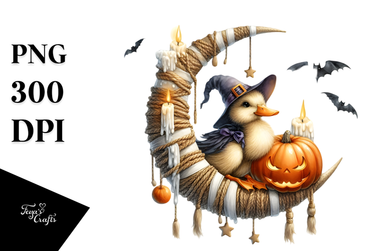 Duck with Moon on Halloween Night, High-Res PNG