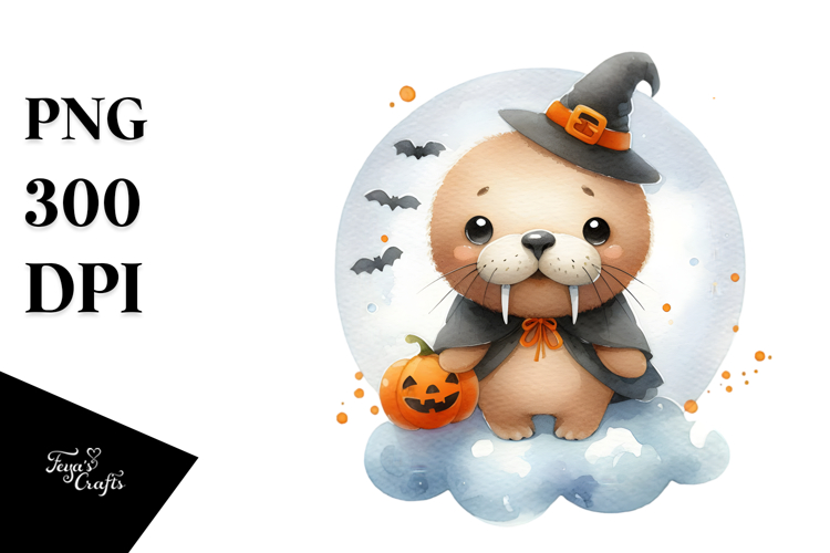 Adorable Baby Walrus on Cloud, PNG