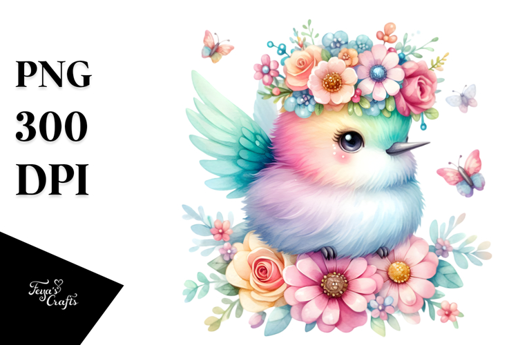 Cute Hummingbird Pastel Colors Watercolor | Clipart