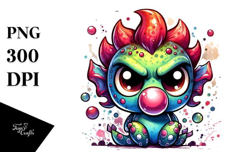 Vibrant Chibi-Style Kraken PNG