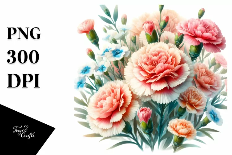 Vibrant Carnation | Sublimation | Clipart