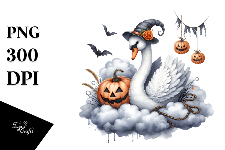 Swan on Cloud Halloween PNG