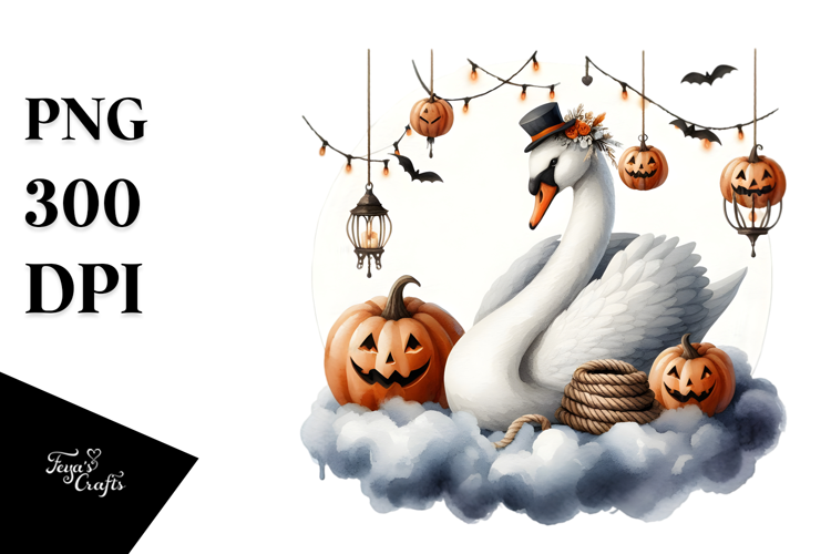 Swan with Jacko Landerns Watercolor PNG