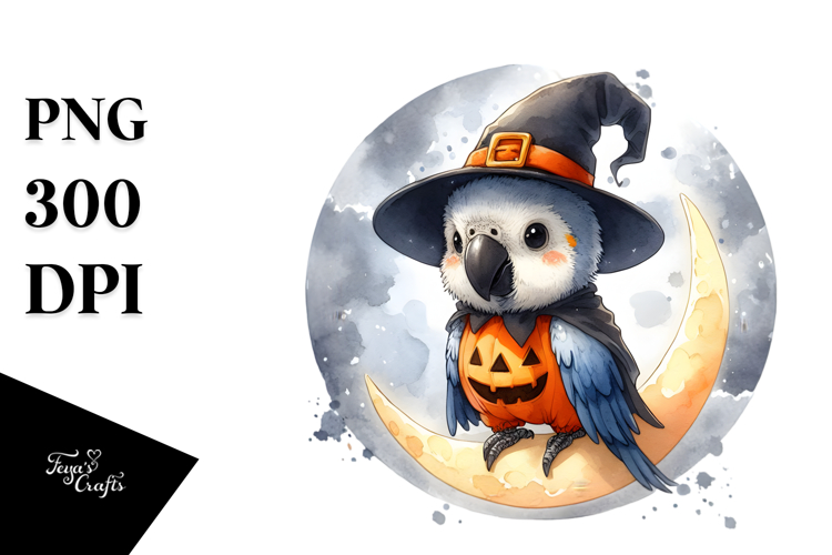 Cute Halloween Macaw, High-Res PNG