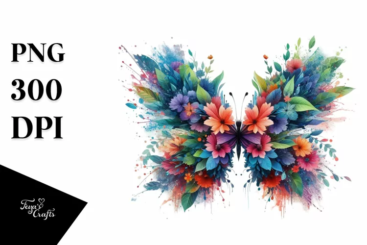 Abstract Vibrant Butterfly PNG