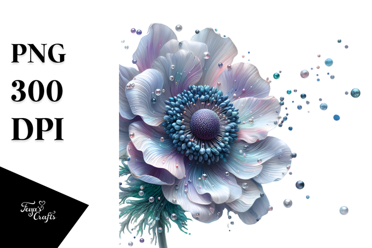 Anemone with Watercolor Splash, High-Quality PNG