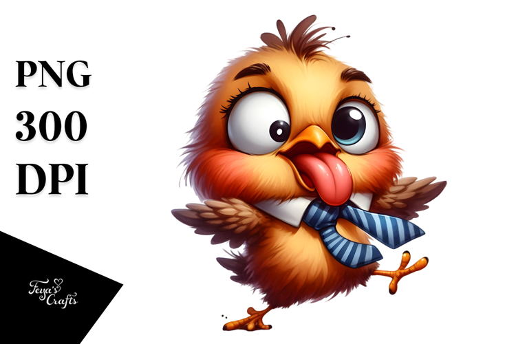 Exaggerated Bird with Bow Tie PNG
