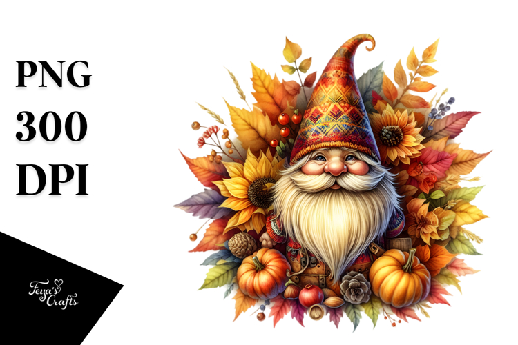 Vibrant Autumn Gnome PNG
