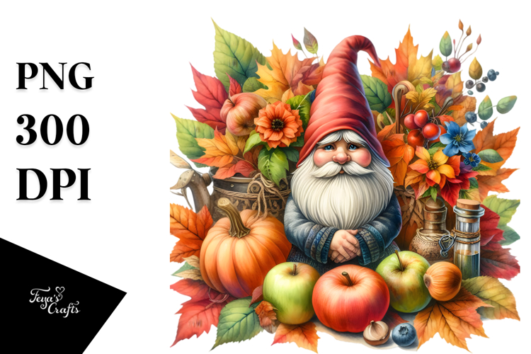 Vibrant Autumn Gnome PNG