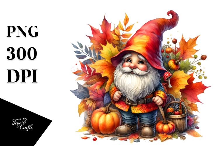 Vibrant Autumn Gnome PNG
