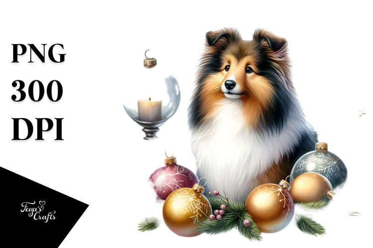Watercolor Shetland Sheepdog PNG