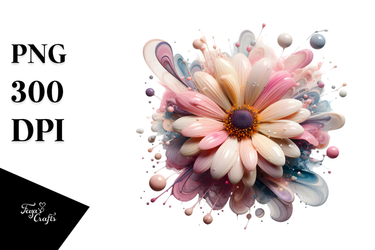 Abstract Glossy Daisy Watercolor