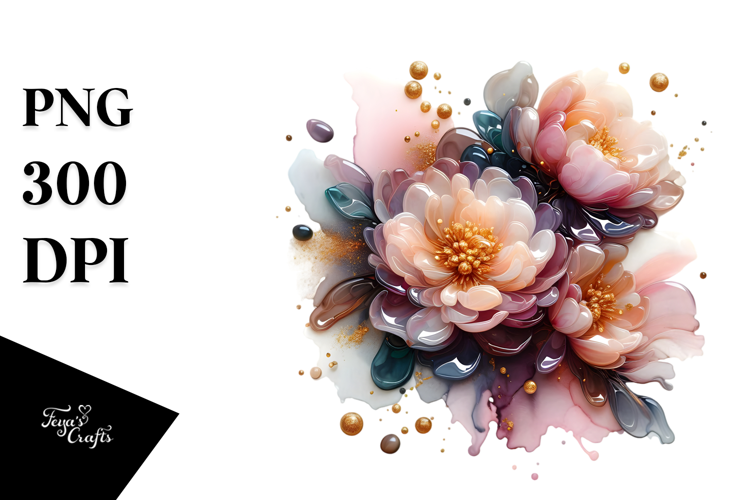 Abstract Glossy Peonies PNG