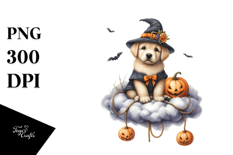 Puppy with Jacko Landerns Watercolor PNG