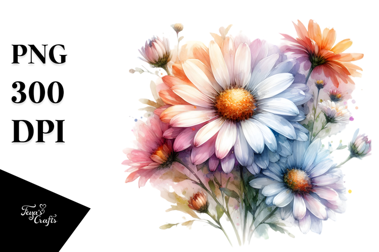 Colorful Daisy Glossy Petals Washed